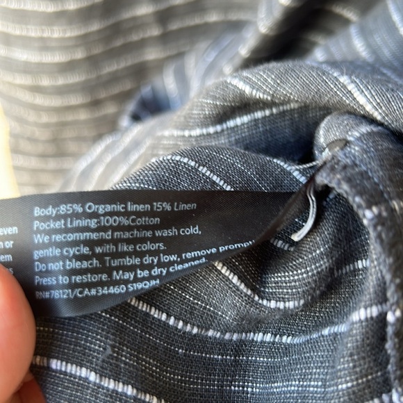 Eileen Fisher Organic Linen Scoop Neck Stripe Tunic Shift Dress Resortwear Sz PS - Picture 6 of 7